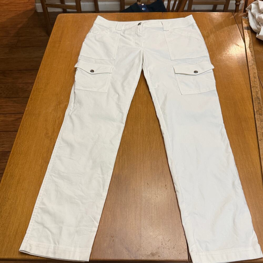 Anatomie Kate Skinny Cargo Pants White L Lightweight Travel Casual comfort Golf